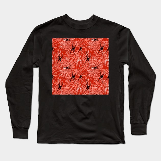 Black Widow Spiders and Webs Long Sleeve T-Shirt by sandpaperdaisy